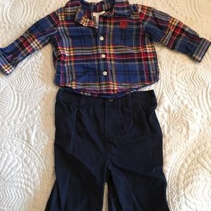 Chaps collared shirt & slacks outfit. 3 months